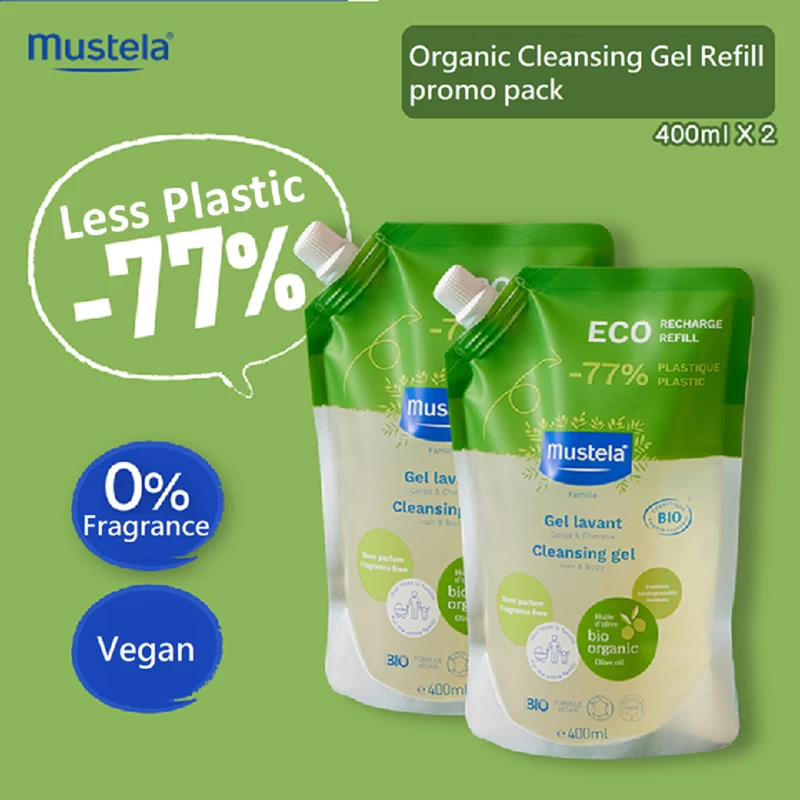 Mustela Certified Organic Cleansing Gel Eco-Refill-Fragrance-Free 400ml 2packs Promo Pack 1pc - Image 2