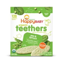 Happy Baby Organics Teething Wafers : Peaspinach 4g X 12 Packs
