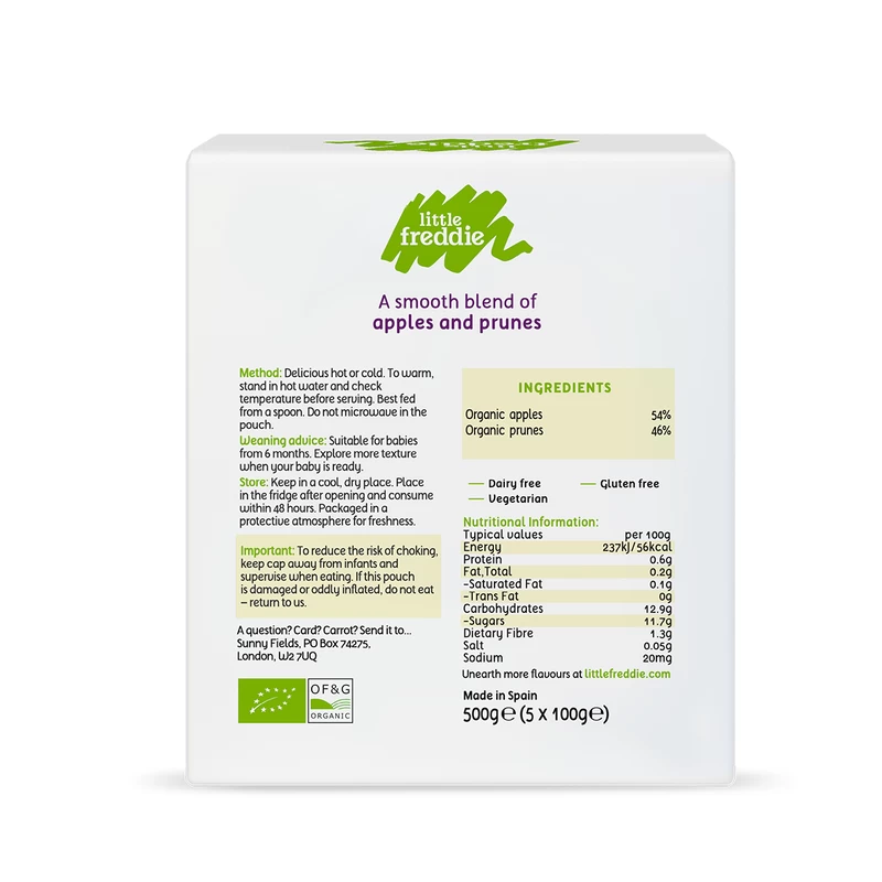 Little Freddie Organic Balanced Prunes & Apples - Multipack 5×100g - Image 2