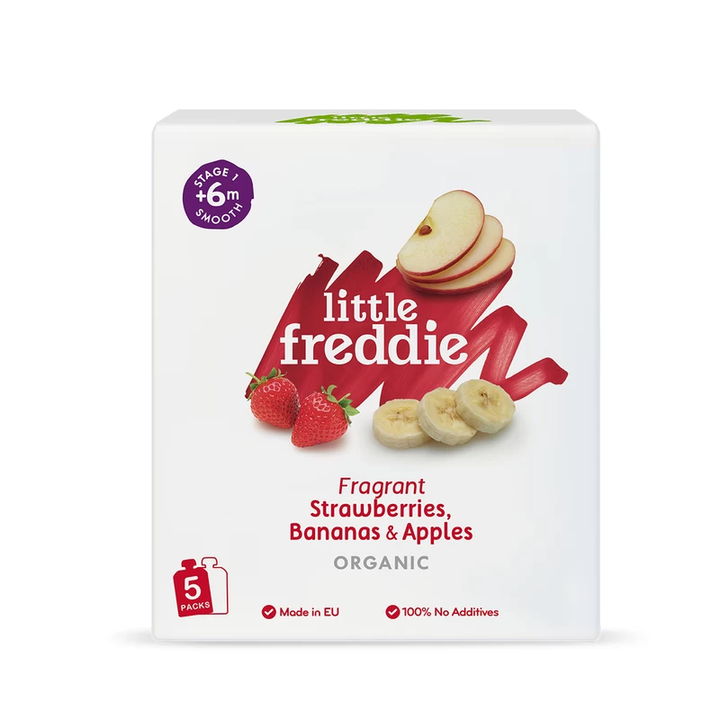 Little Freddie Organic Fragrant Strawberries, Bananas & Apples - Multipack 5×100g