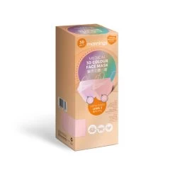 Mannings 3 Ply Medical 3D Face Mask(Individually Wrapped)[Light Pink+Light Orange-20.5cm X 8cm]30pcs