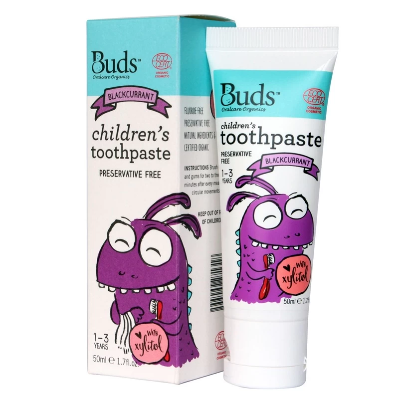 Buds Organics Children's Toothpaste With Xylitol (1-3 Years) Blackcurrant 50mL