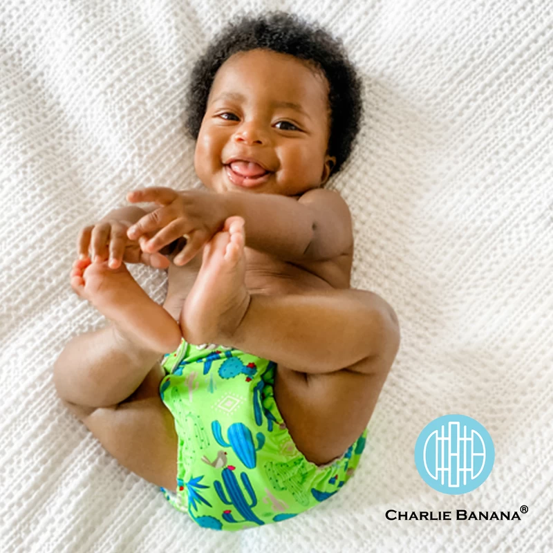 Charlie Banana Diaper One Size Hybrid AIO - Cactus Verde 1pcs + 2 Inserts - Image 4