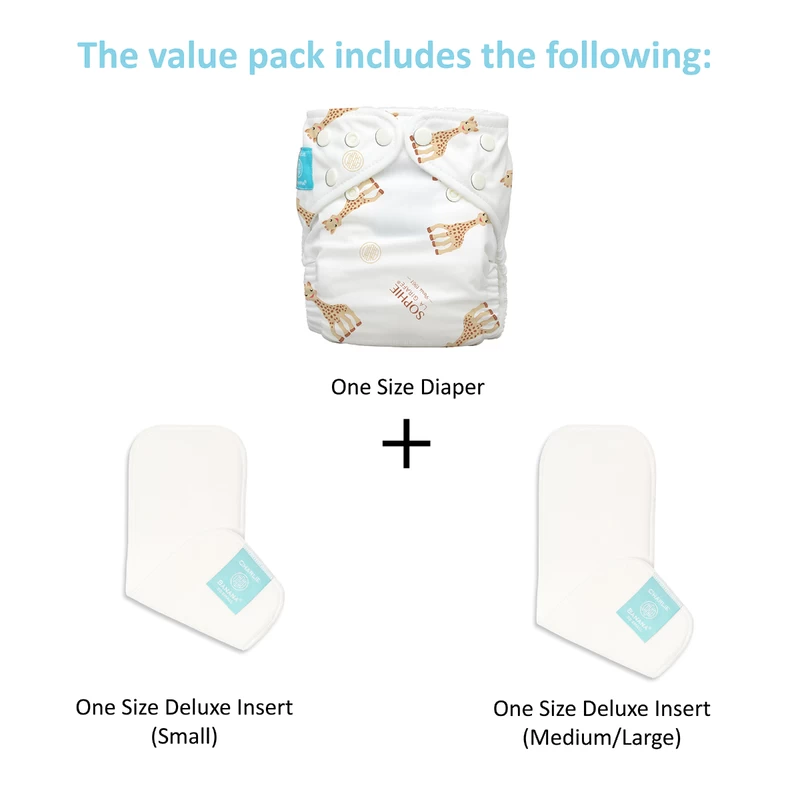 Charlie Banana Diaper One Size Hybrid AIO - Sophie Classic 1pcs + 2 Inserts - Image 2